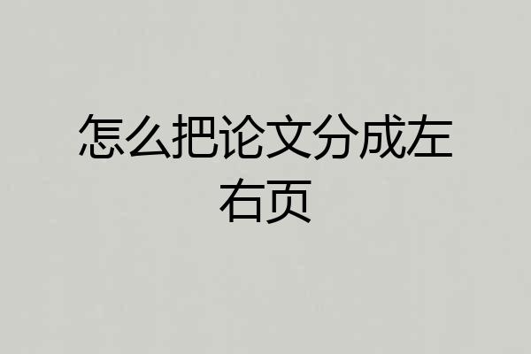 怎么把论文分成左右页