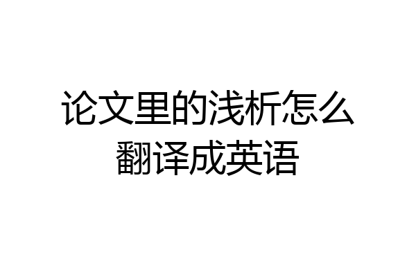 论文里的浅析怎么翻译成英语