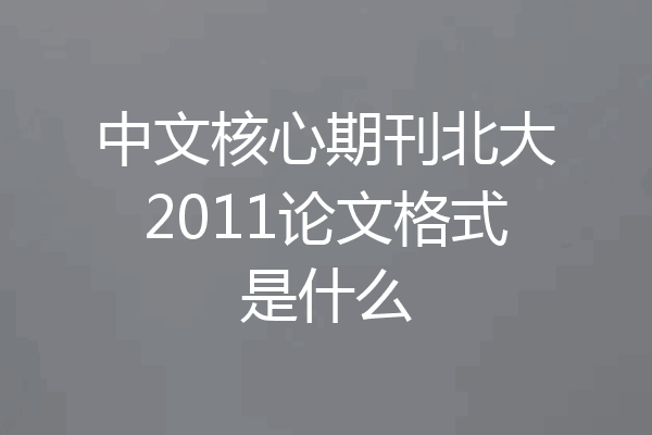 中文核心期刊北大2011论文格式是什么
