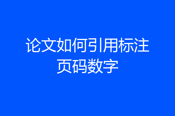 论文如何引用标注页码数字
