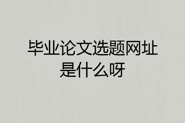 毕业论文选题网址是什么呀