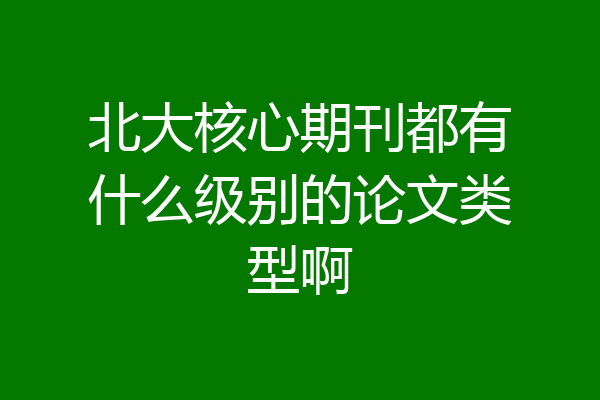 北大核心期刊都有什么级别的论文类型啊