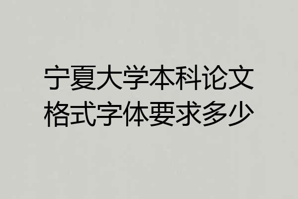宁夏大学本科论文格式字体要求多少