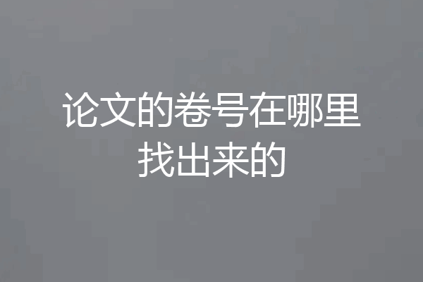 论文的卷号在哪里找出来的