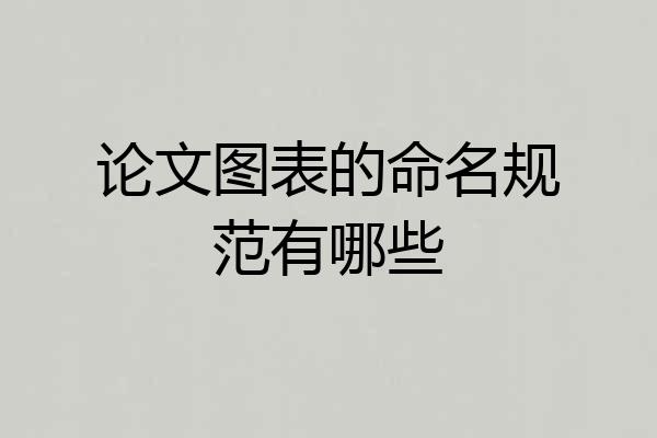 论文图表的命名规范有哪些