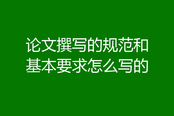 论文撰写的规范和基本要求怎么写的