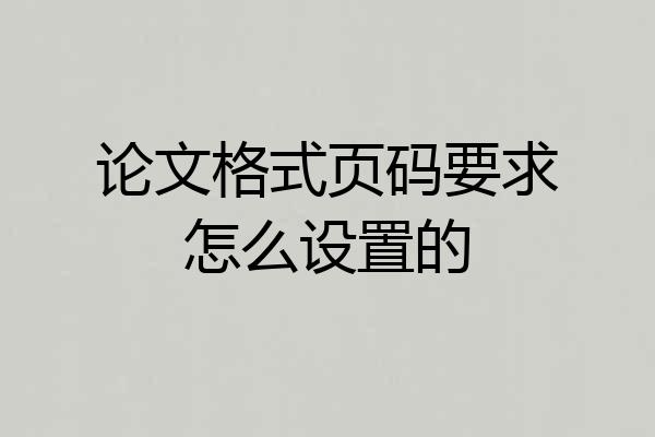 论文格式页码要求怎么设置的