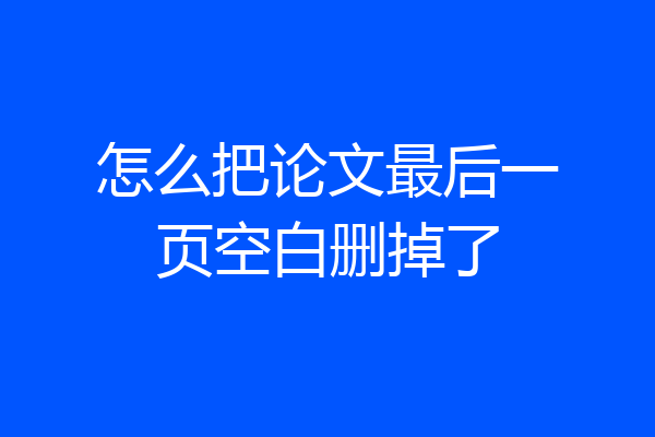 怎么把论文最后一页空白删掉了