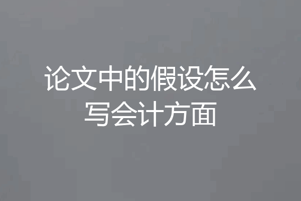 论文中的假设怎么写会计方面