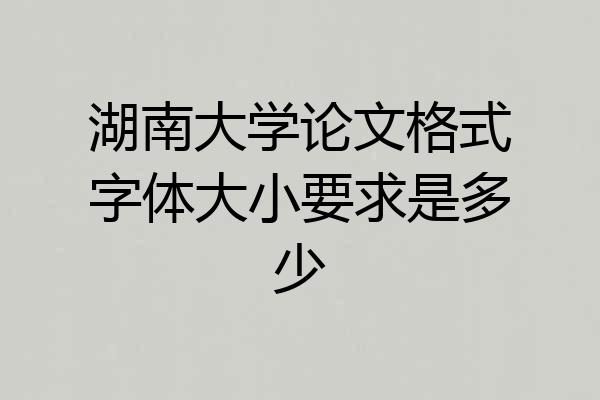湖南大学论文格式字体大小要求是多少