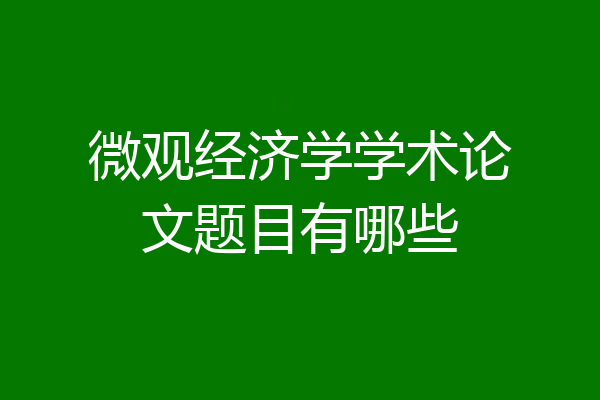 微观经济学学术论文题目有哪些