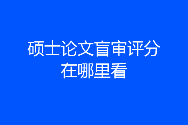 硕士论文盲审评分在哪里看