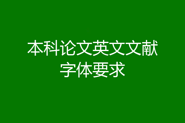 本科论文英文文献字体要求
