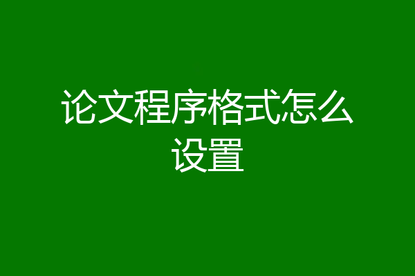 论文程序格式怎么设置