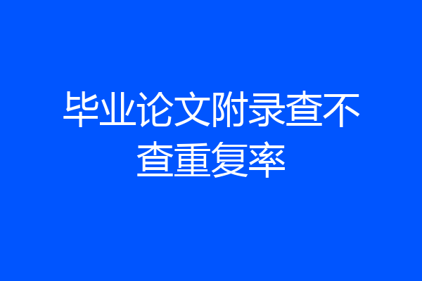 毕业论文附录查不查重复率