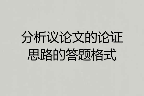 分析议论文的论证思路的答题格式