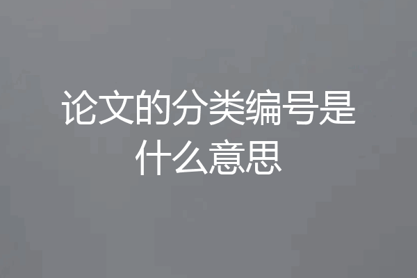 论文的分类编号是什么意思