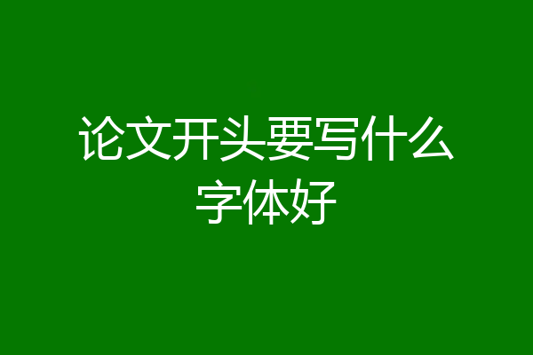 论文开头要写什么字体好