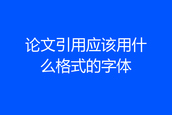 论文引用应该用什么格式的字体