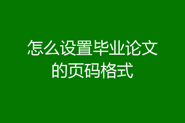 怎么设置毕业论文的页码格式