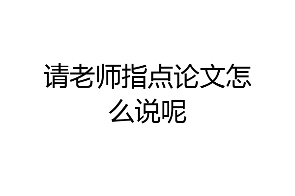 请老师指点论文怎么说呢