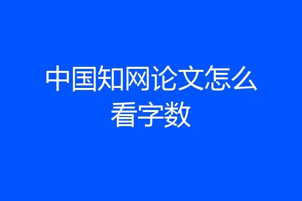中国知网论文怎么看字数