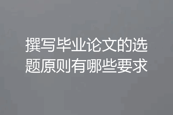 撰写毕业论文的选题原则有哪些要求