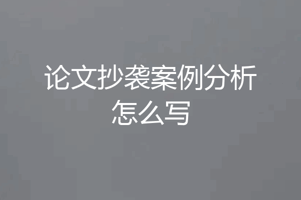论文抄袭案例分析怎么写
