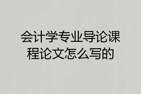 会计学专业导论课程论文怎么写的