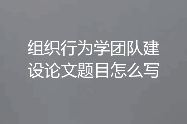 组织行为学团队建设论文题目怎么写