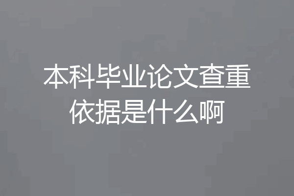 本科毕业论文查重依据是什么啊
