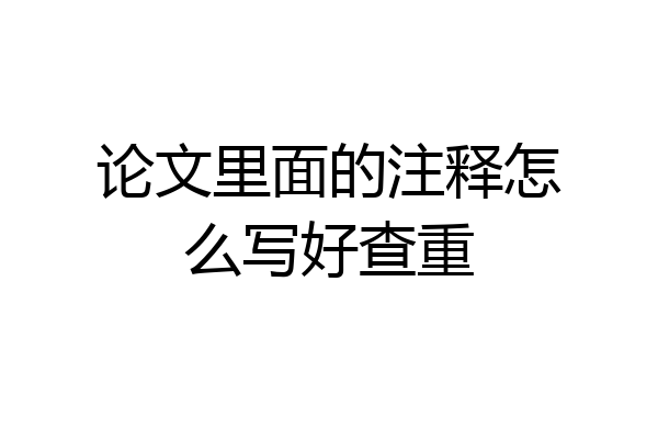 论文里面的注释怎么写好查重