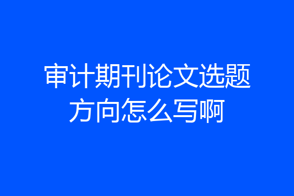 审计期刊论文选题方向怎么写啊
