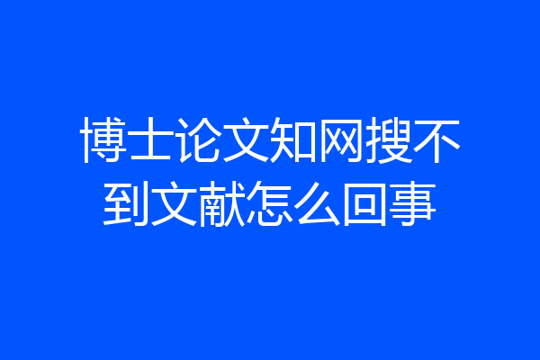 博士论文知网搜不到文献怎么回事