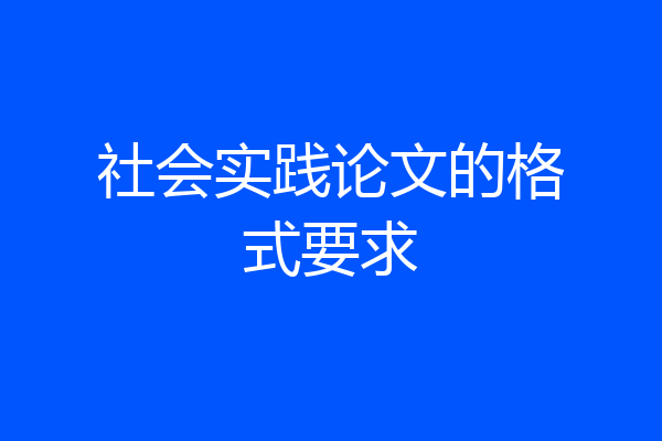 社会实践论文的格式要求
