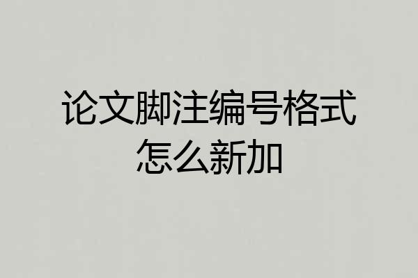 论文脚注编号格式怎么新加
