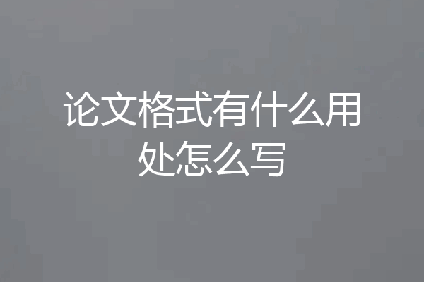 论文格式有什么用处怎么写