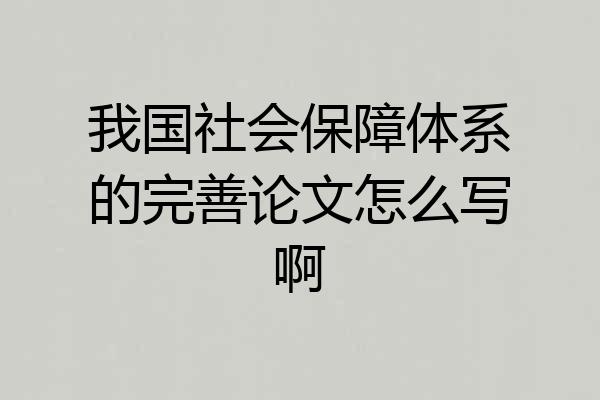 我国社会保障体系的完善论文怎么写啊