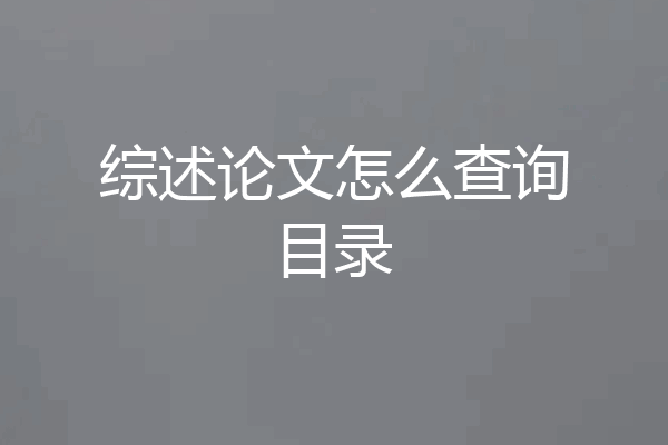 综述论文怎么查询目录