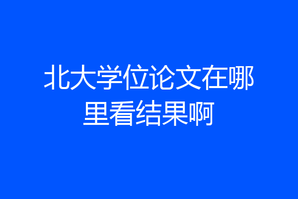 北大学位论文在哪里看结果啊