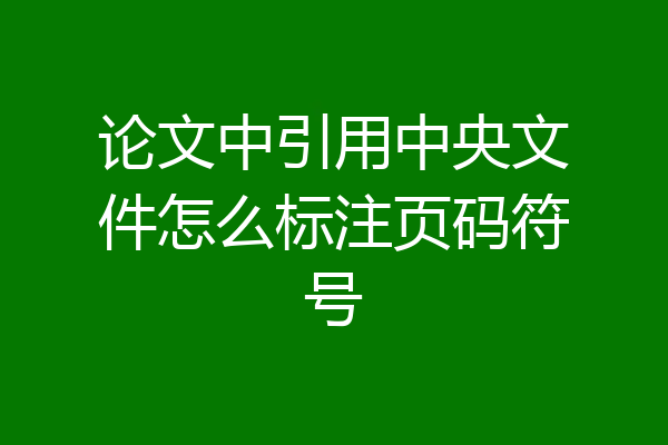 论文中引用中央文件怎么标注页码符号