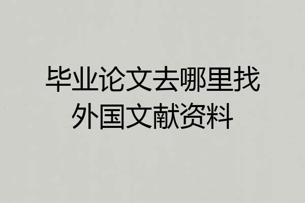 毕业论文去哪里找外国文献资料