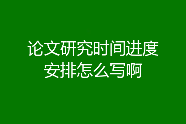 论文研究时间进度安排怎么写啊
