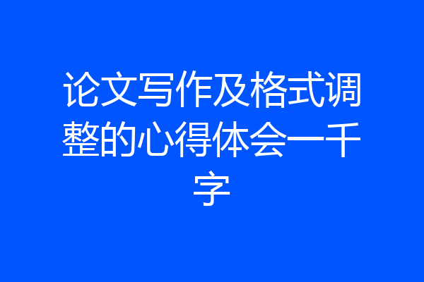 论文写作及格式调整的心得体会一千字