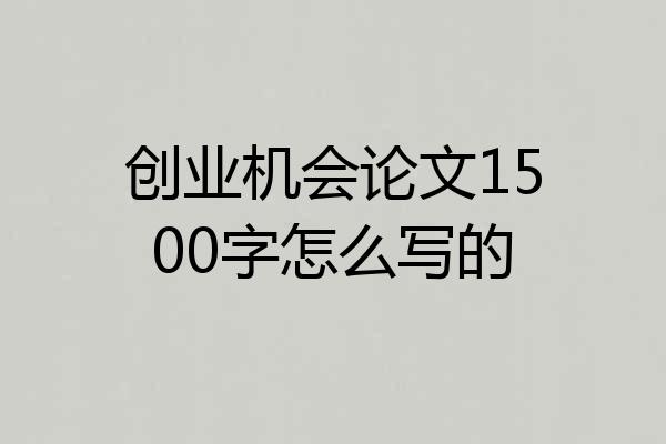 创业机会论文1500字怎么写的