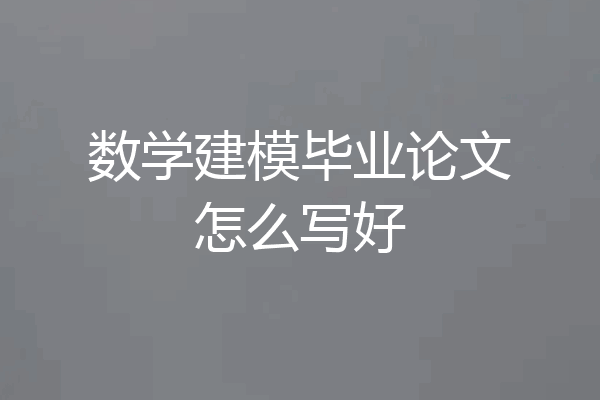 数学建模毕业论文怎么写好