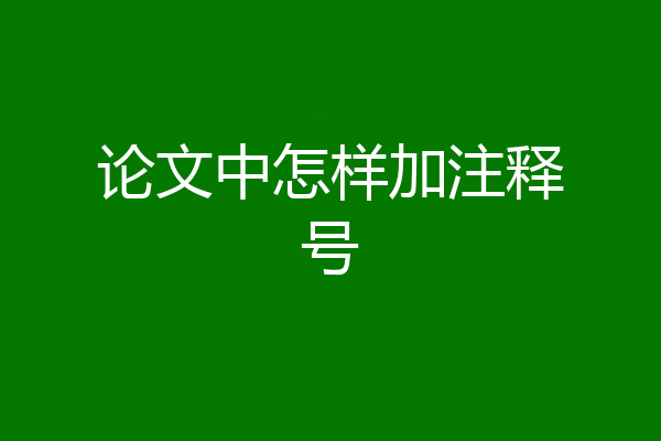 论文中怎样加注释号
