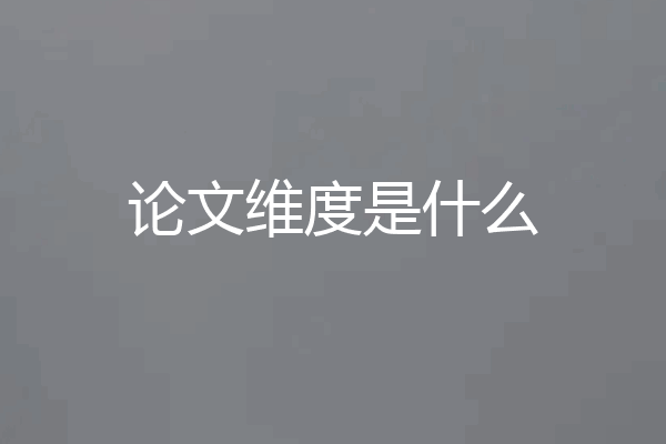 论文维度是什么
