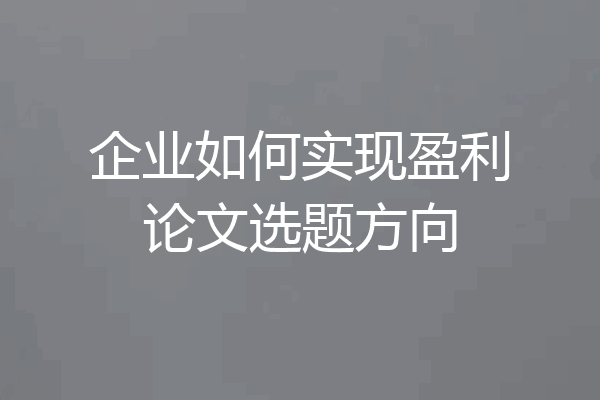 企业如何实现盈利论文选题方向
