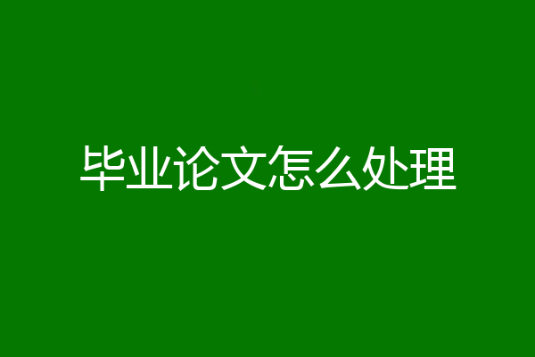 毕业论文怎么处理